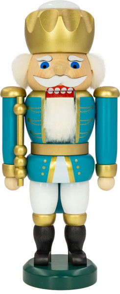 Nutcracker King Exclusive, 25 cm, white - turquoise by Seiffener Volkskunst eG