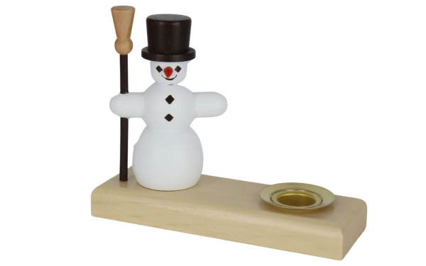 Candle holder with snowman, 9 cm, colored by toy maker Günther