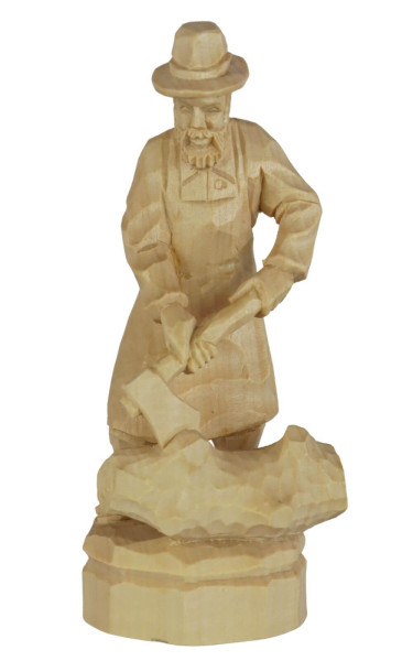 Lumberjack, 12 cm, natural, carved by Schnitzkunst aus dem Erzgebirge