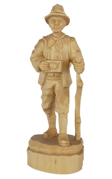 Hiker, carved, natural, 16 cm by Schnitzkunst aus dem Erzgebirge