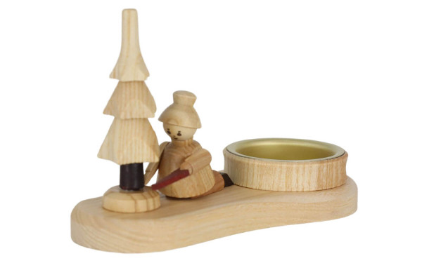 Candle holder tree thief, 6 cm, natural by toy maker Günther_1