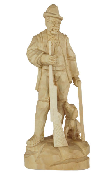 Stülpner Karl with dog, 25 cm, natural by Schnitzkunst aus dem Erzgebirge