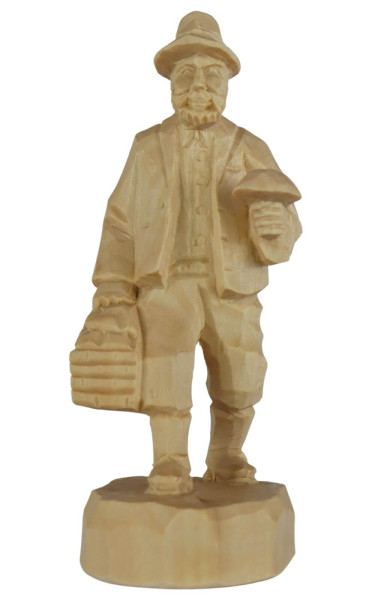 Mushroom hunter, 12 cm, natural by Schnitzkunst aus dem Erzgebirge