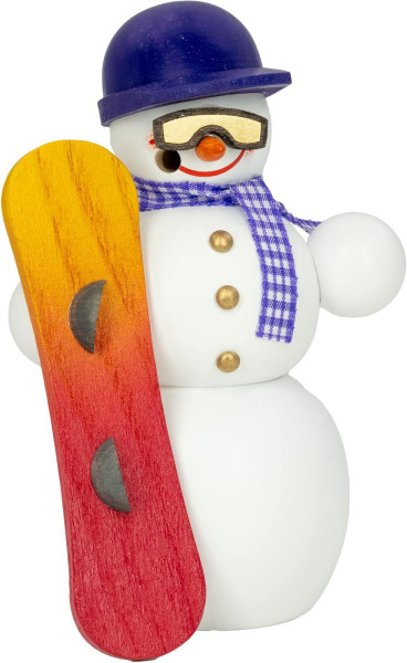 Räuchermännchen Schneemann Snowboarder, 13 cm von Seiffener Volkskunst eG