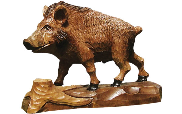 Wildschwein, geschnitzt und gebeizt, 20 cm von Schnitzkunst aus dem Erzgebirge