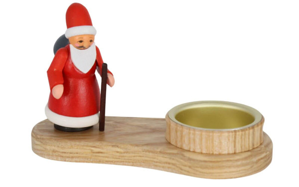 Kerzenhalter mit Weihnachtsmann, 8 cm, farbig von Spielwarenmacher Günther