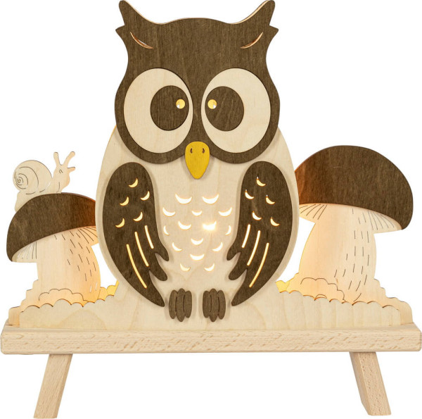 Floor lamp owl, electrically illuminated, 30 cm, natural by Weigla