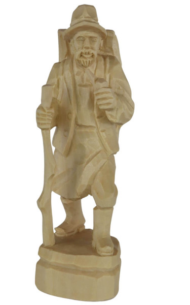 Woodman with pipe, natural, carved, 25 cm by Schnitzkunst aus dem Erzgebirge