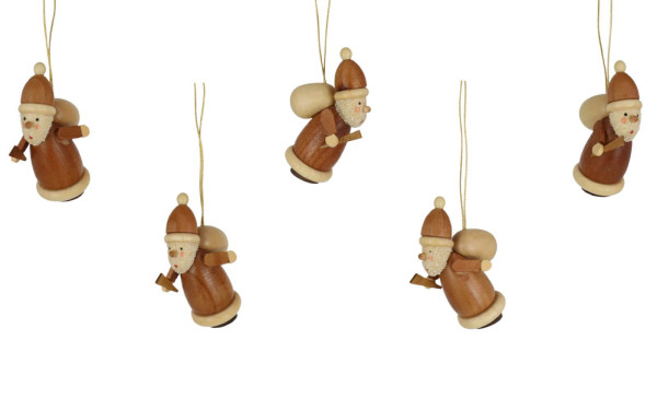 Christmas tree decoration Santa Claus, 5 pieces, natural by Knuth Neuber