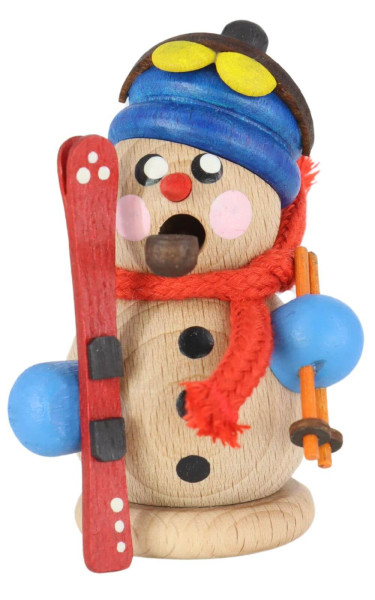 Smoking man snowman with skis, natural by Gerd Hofmann_1